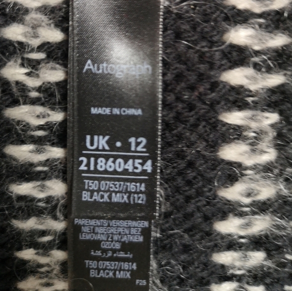 𝅺90S vintage black and white striped Tweed faux leather trim cropped jacket - Picture 5 of 10